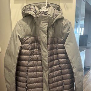 Lands' End Women's Hooded Silver/Grey Parka Petite Medium